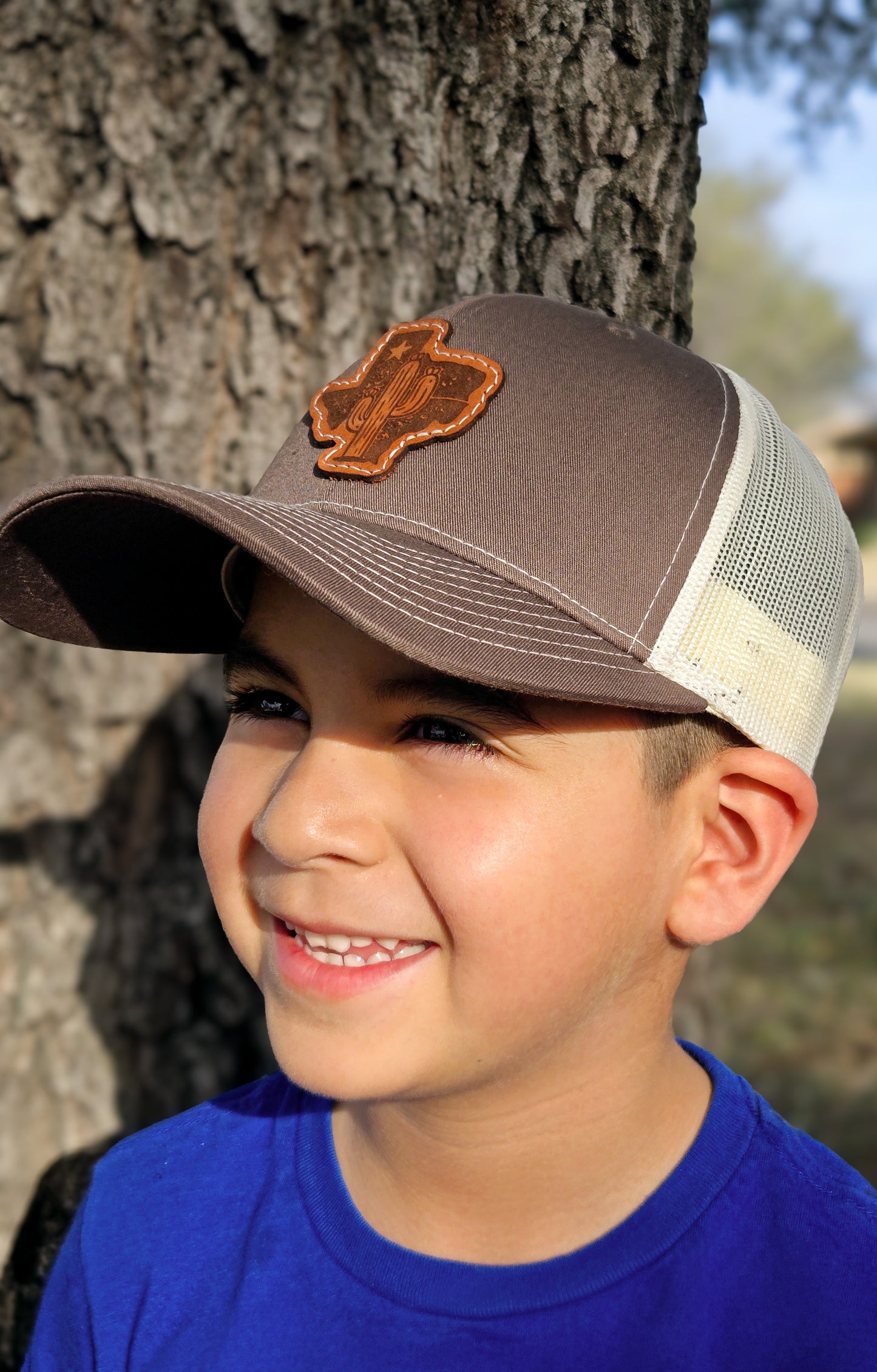 Trucker Hat with Custom Texas Logo Leather Patch-Richardson 112