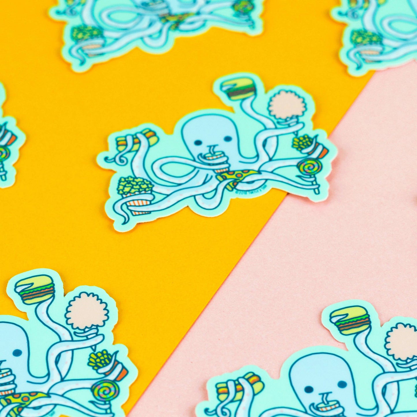 Hungry Octopus Sea Junk Food Vinyl Sticker