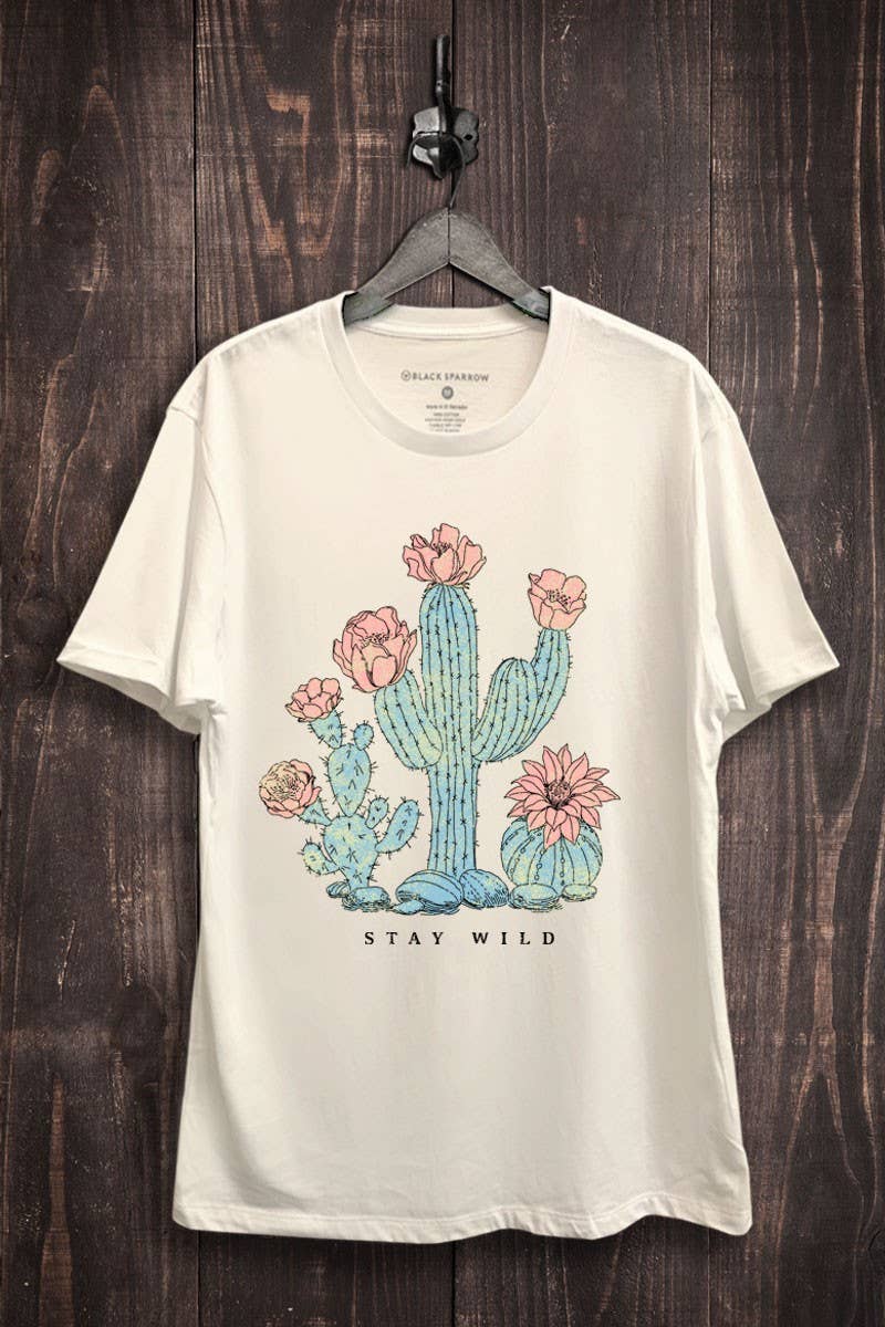 Stay Wild Cactus Flowers Graphic Top