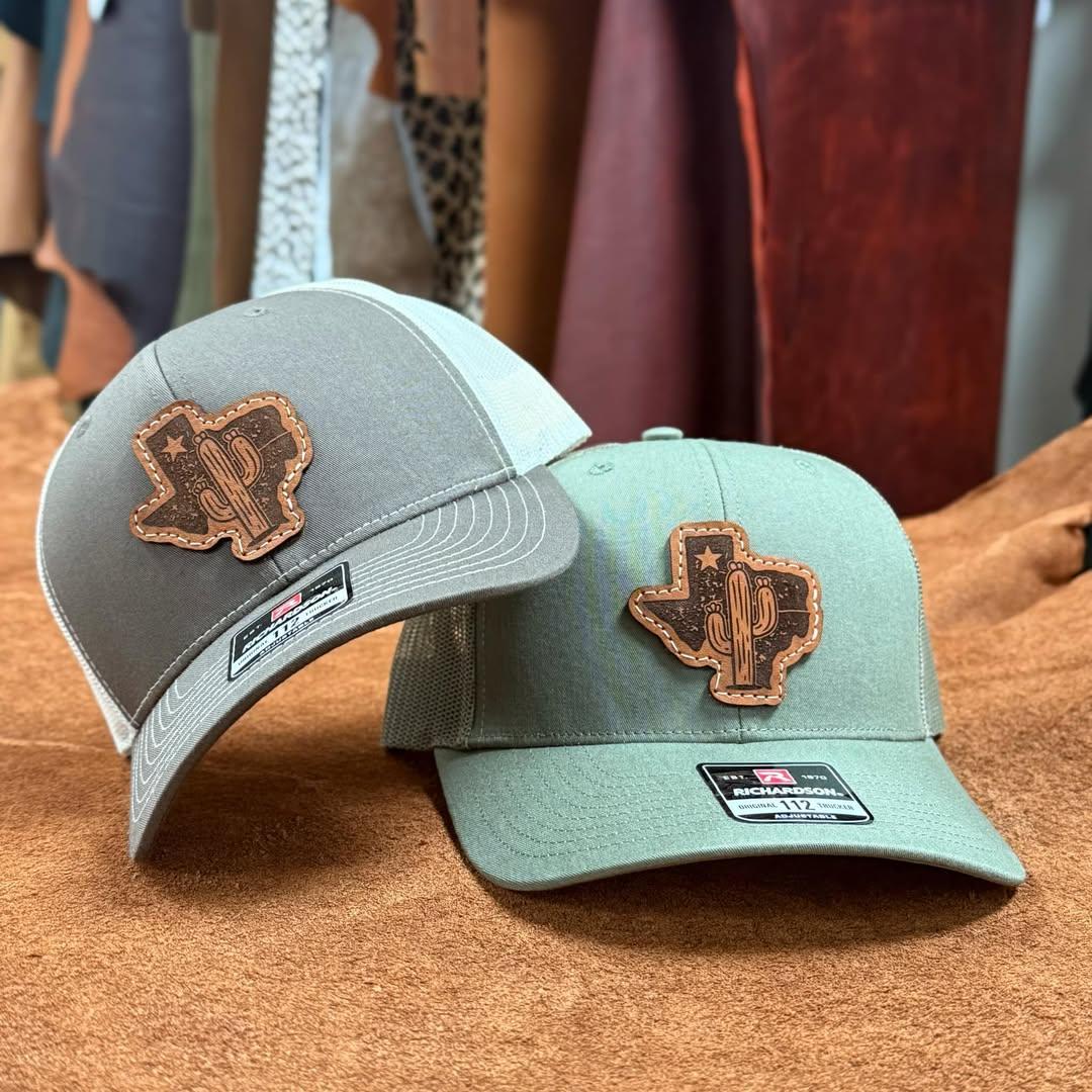 Trucker Hat with Custom Texas Logo Leather Patch-Richardson 112