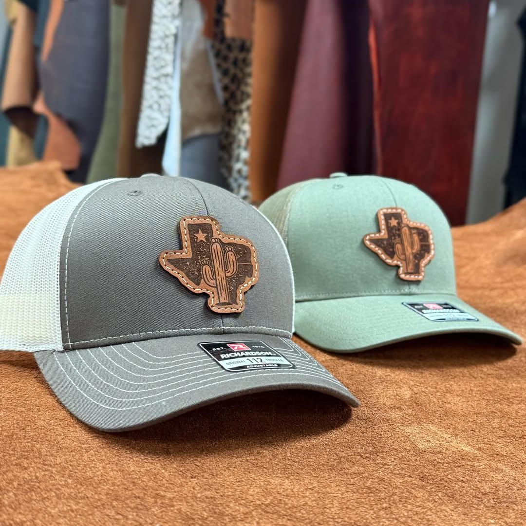Trucker Hat with Custom Texas Logo Leather Patch-Richardson 112