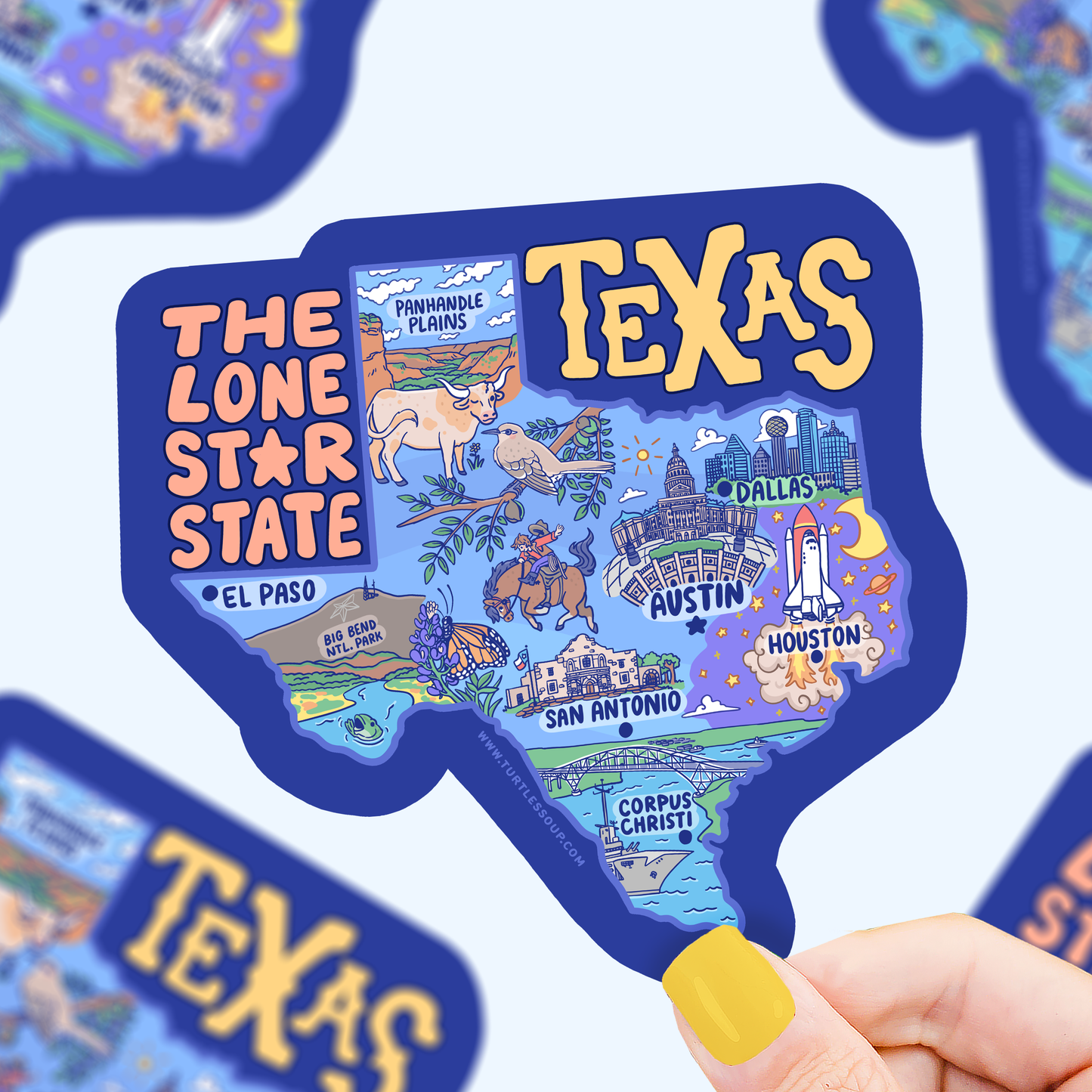 Texas Map Art Lone Star State Decal Vinyl Sticker