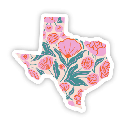 Texas Sticker - Pink & Green Floral