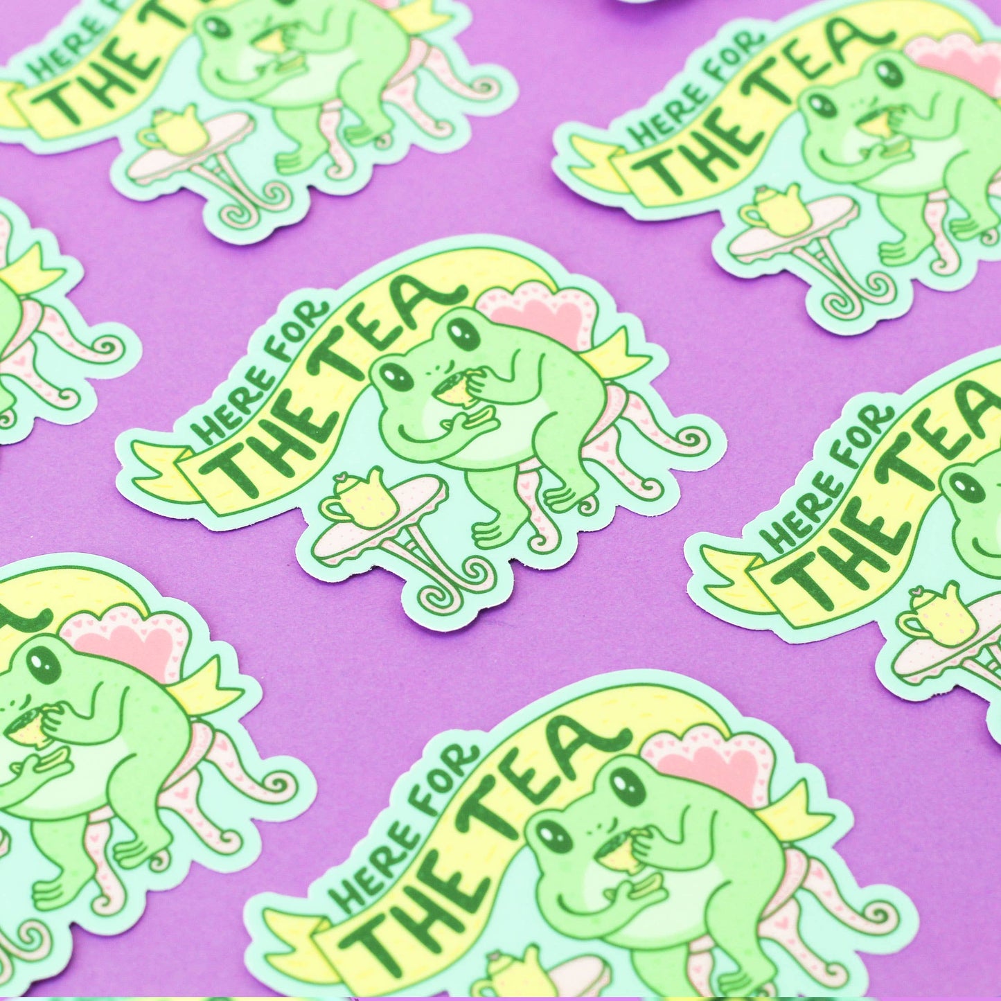 Here for the Tea ~ Frog Gossip Laptop Decal Vinyl Sticker