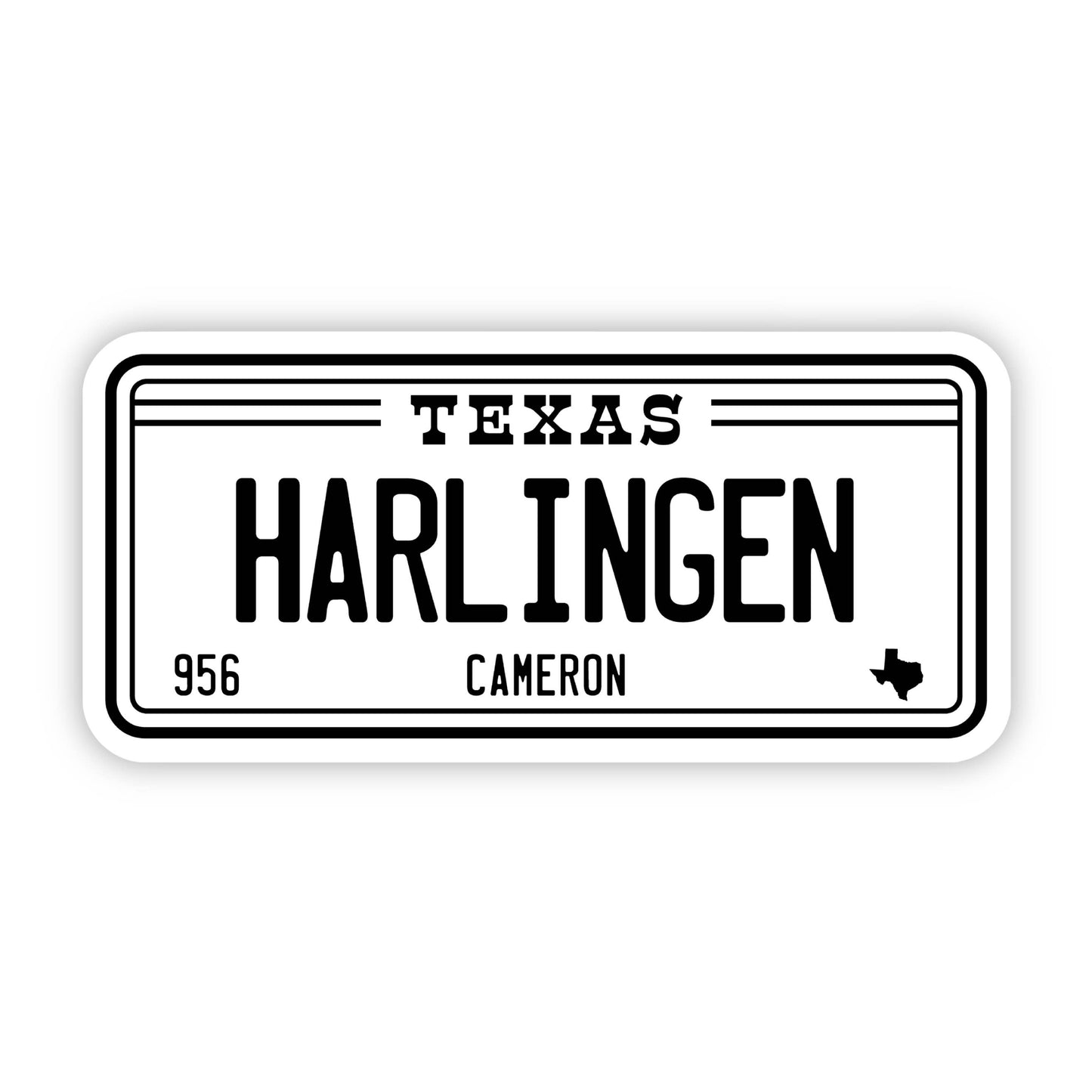 Harlingen, TX 956 Cameron County Texas License Plate Sticker