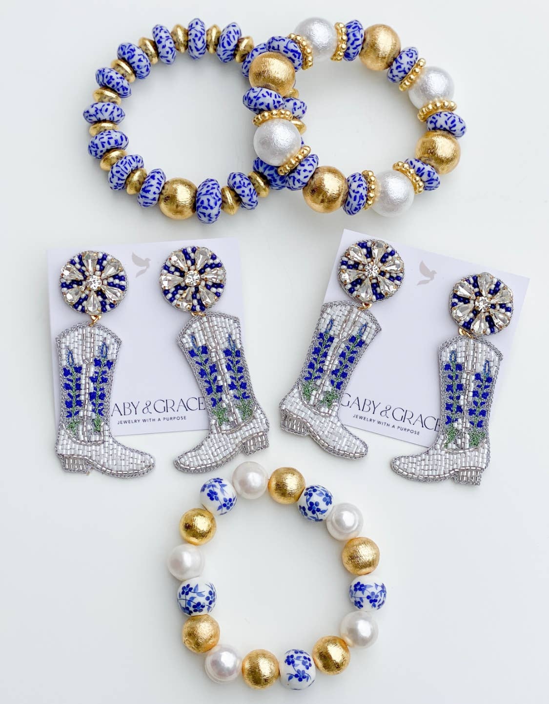 Bluebonnet Cowgirl Boots Earrings