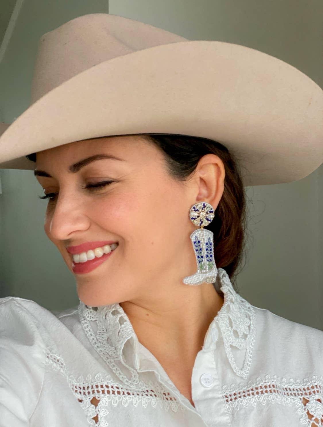 Bluebonnet Cowgirl Boots Earrings