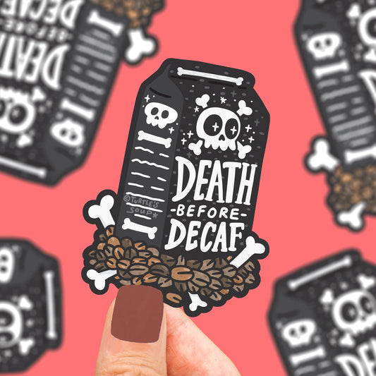 Death Before Decaf Coffee Caffeine Vinyl Sticker