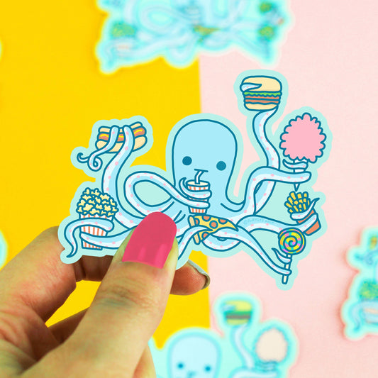 Hungry Octopus Sea Junk Food  Vinyl Sticker