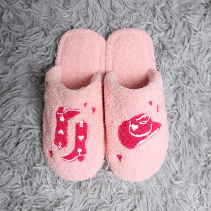 Cowgirl / Cowboy Embroidered Soft Home Indoor Floor Slippers