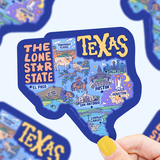 Texas Map Art Lone Star State Decal Vinyl Sticker